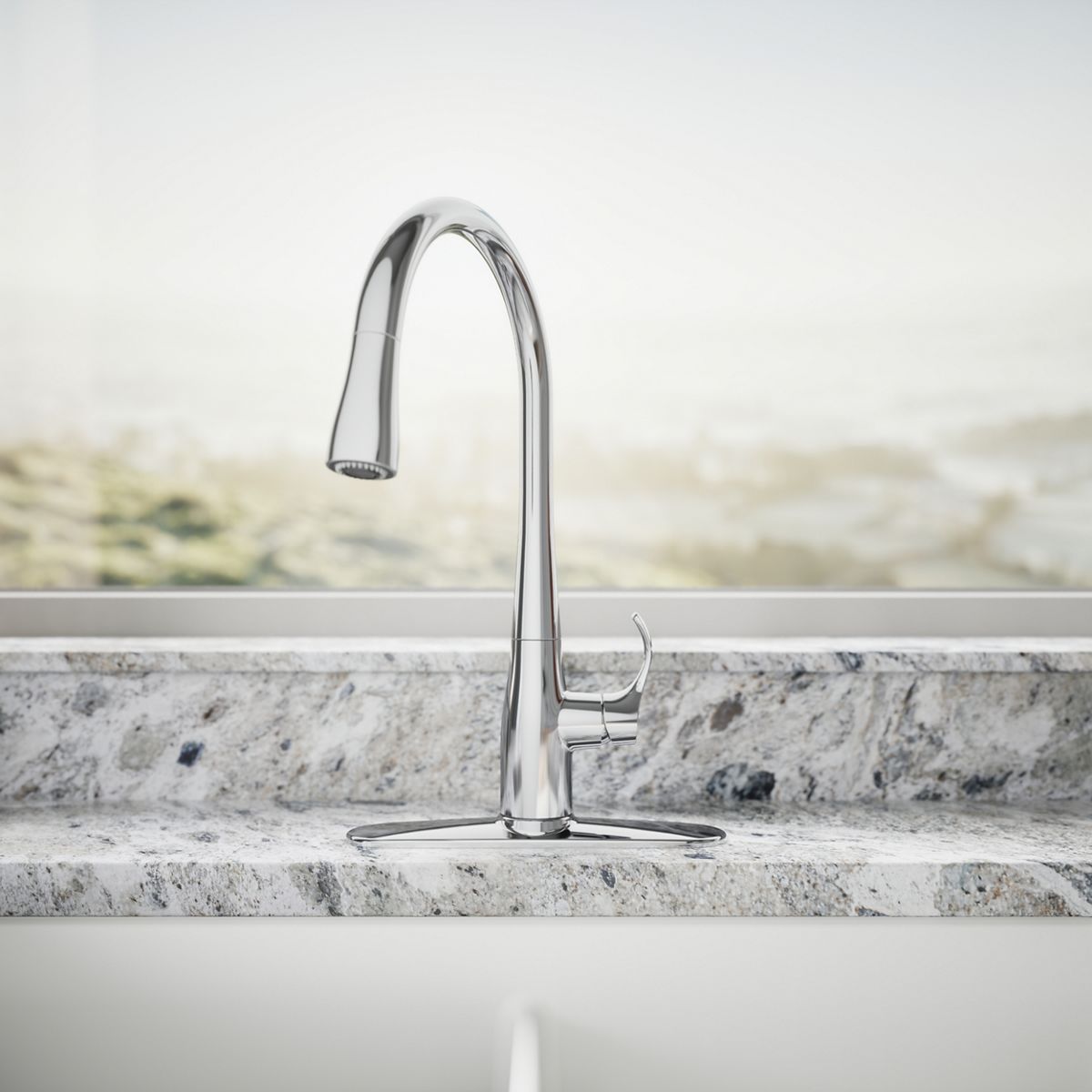 KOHLER K-596 Simplice Pull-down kitchen sink faucet with three-function sprayhead