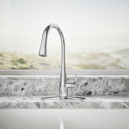 KOHLER K-596 Simplice Pull-down kitchen sink faucet with three-function sprayhead
