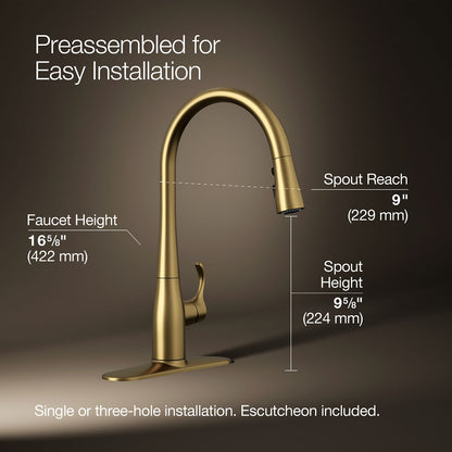 KOHLER K-596 Simplice Pull-down kitchen sink faucet with three-function sprayhead