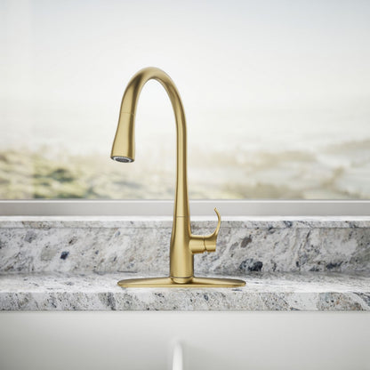 KOHLER K-596 Simplice Pull-down kitchen sink faucet with three-function sprayhead