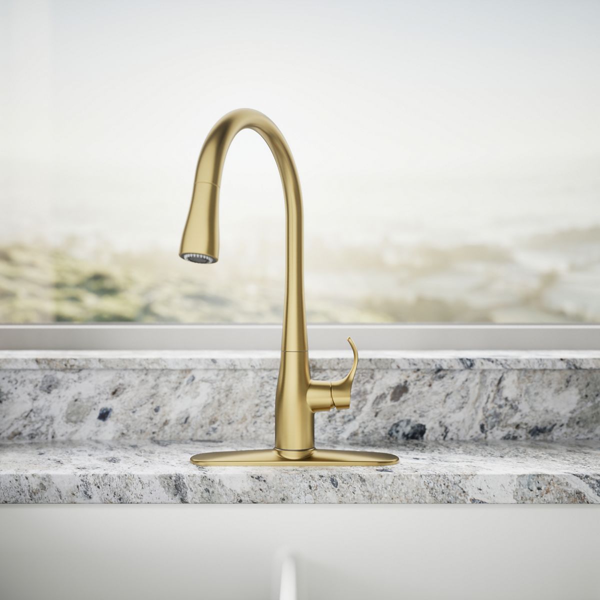 KOHLER K-596 Simplice Pull-down kitchen sink faucet with three-function sprayhead