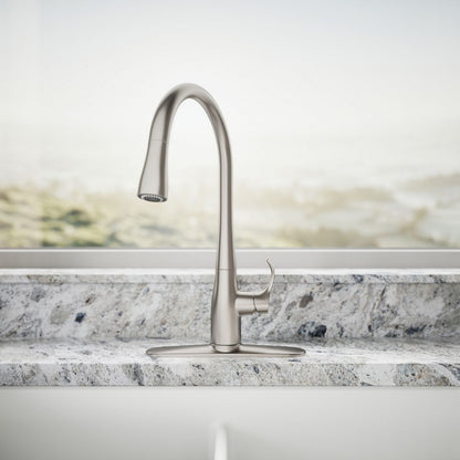 KOHLER K-596 Simplice Pull-down kitchen sink faucet with three-function sprayhead