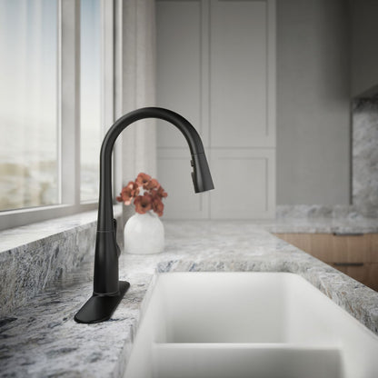 KOHLER K-597 Simplice Compact pull-down kitchen sink faucet with three-function sprayhead