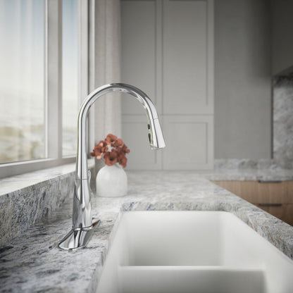 KOHLER K-597 Simplice Compact pull-down kitchen sink faucet with three-function sprayhead