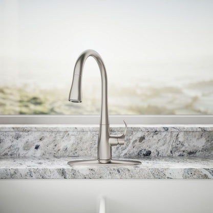 KOHLER K-597 Simplice Compact pull-down kitchen sink faucet with three-function sprayhead