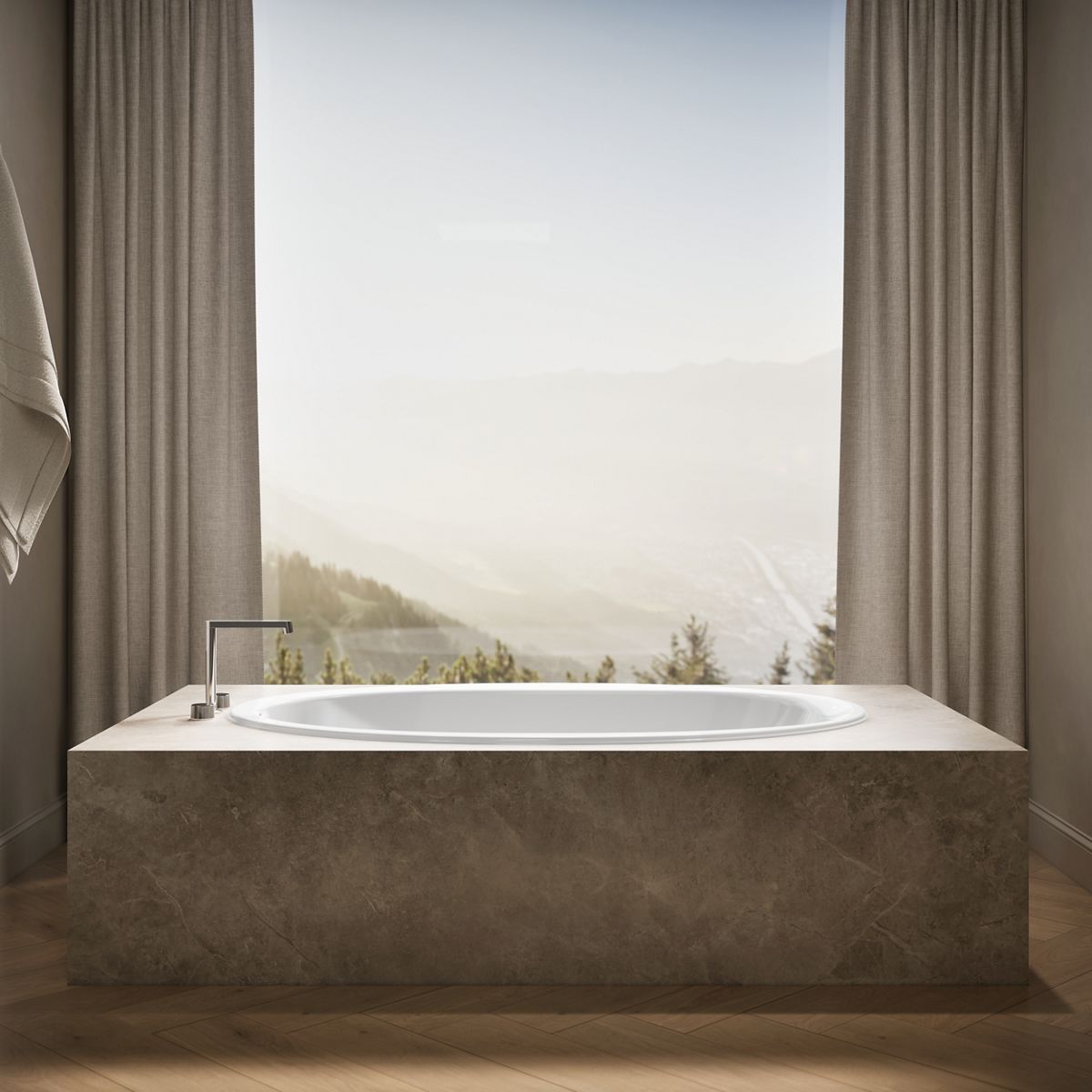 KOHLER K-6346 Sunward 66" x 42" drop-in bath