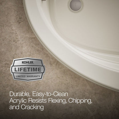 KOHLER K-6347-GHW Sunward 66" x 42" drop-in Heated BubbleMassage air bath with Bask heated surface