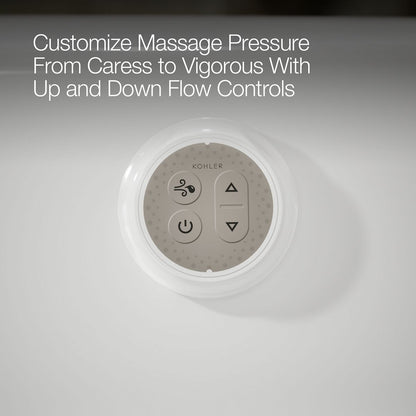 KOHLER K-6347-GHW Sunward 66" x 42" drop-in Heated BubbleMassage air bath with Bask heated surface