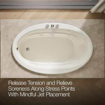 KOHLER K-6347-H Sunward 66" x 42" drop-in heated whirlpool bath