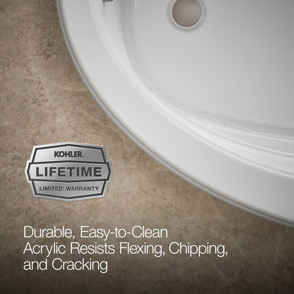 KOHLER K-6347-W1 Sunward 66" x 42" drop-in whirlpool bath with Bask heated surface