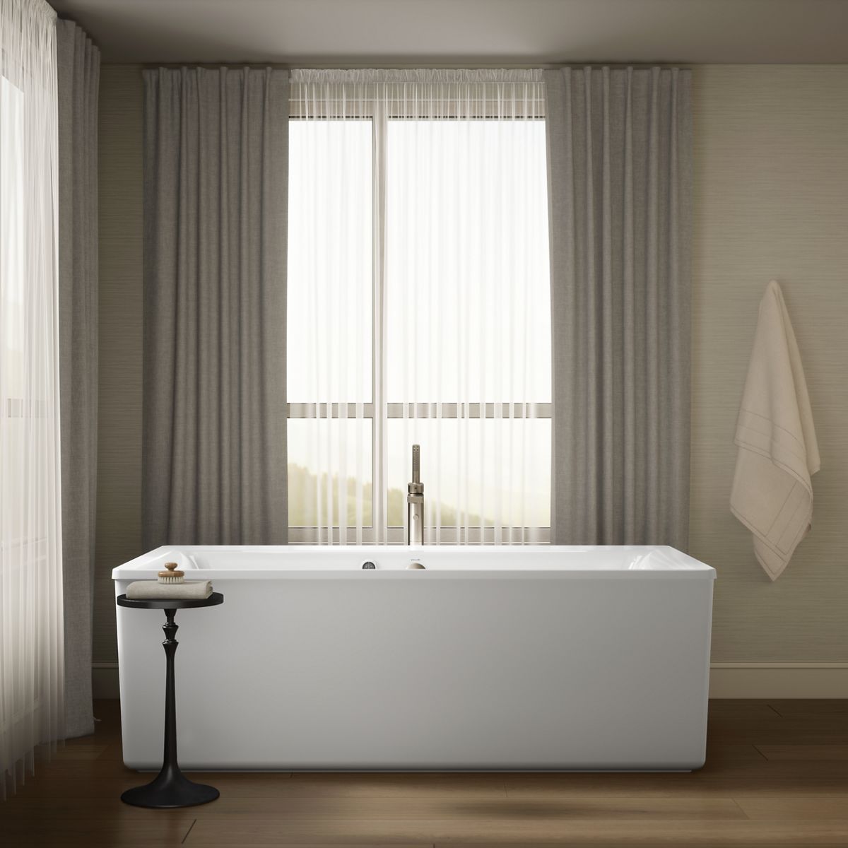 KOHLER K-6366-W1 Stargaze 72" x 36" freestanding bath with Bask heated surface and straight shroud
