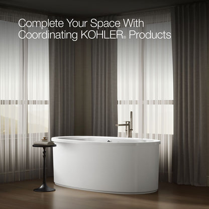 KOHLER K-6368-W1 Sunstruck 65-1/2" x 35-1/2" freestanding bath with Bask heated surface and straight shroud