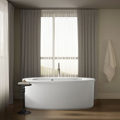 KOHLER K-6368-W1 Sunstruck 65-1/2" x 35-1/2" freestanding bath with Bask heated surface and straight shroud