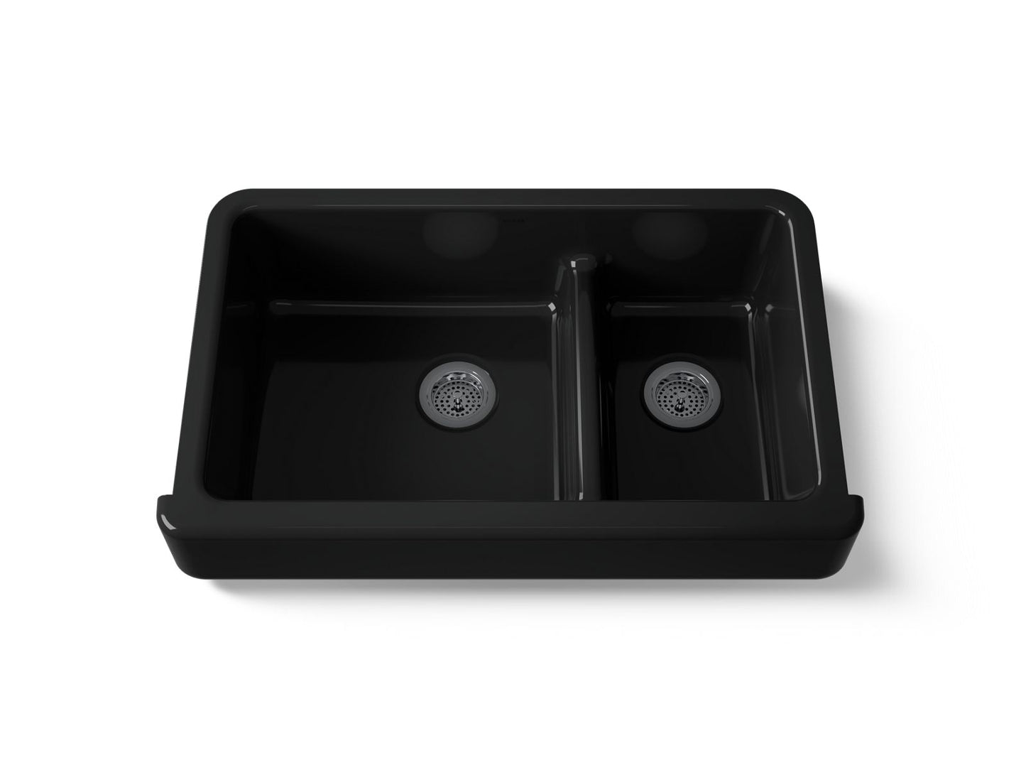 KOHLER K-6426 Whitehaven Smart Divide 35-1/2" undermount double-bowl farmhouse kitchen sink with short apron