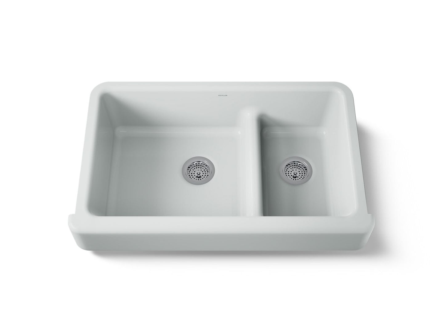KOHLER K-6426 Whitehaven Smart Divide 35-1/2" undermount double-bowl farmhouse kitchen sink with short apron