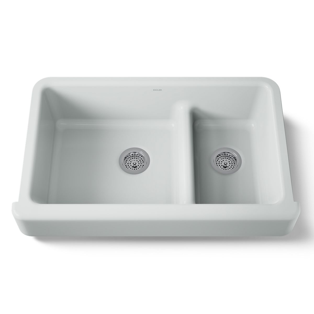 KOHLER K-6426 Whitehaven Smart Divide 35-1/2" undermount double-bowl farmhouse kitchen sink with short apron