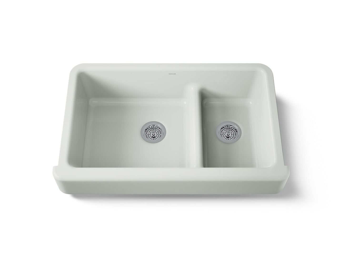 KOHLER K-6426 Whitehaven Smart Divide 35-1/2" undermount double-bowl farmhouse kitchen sink with short apron