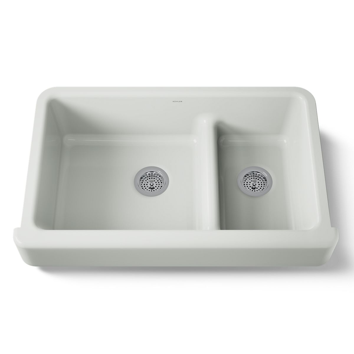 KOHLER K-6426 Whitehaven Smart Divide 35-1/2" undermount double-bowl farmhouse kitchen sink with short apron