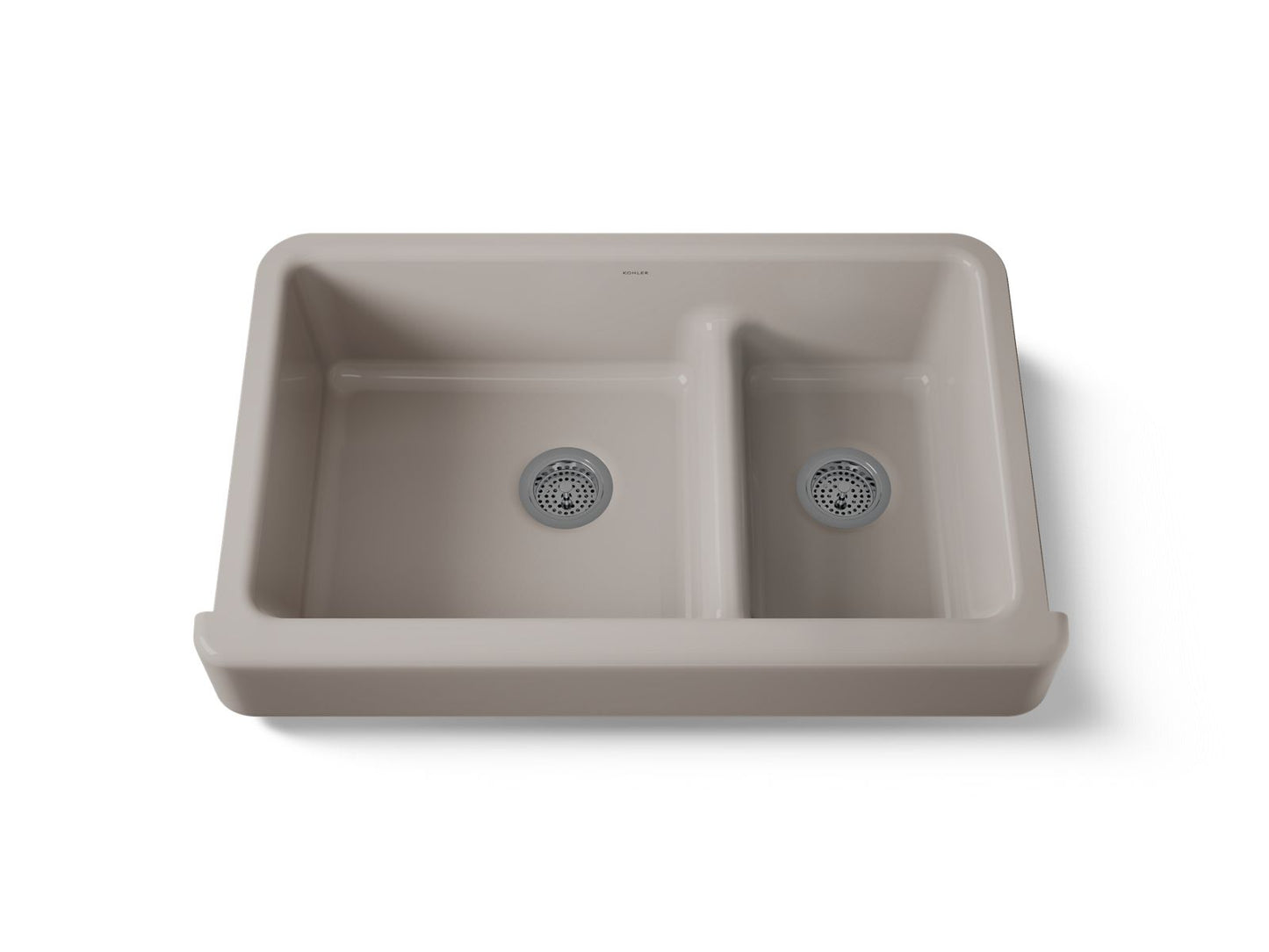 KOHLER K-6426 Whitehaven Smart Divide 35-1/2" undermount double-bowl farmhouse kitchen sink with short apron