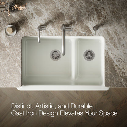 KOHLER K-6427 Whitehaven Smart Divide 35-3/4" undermount double-bowl farmhouse kitchen sink