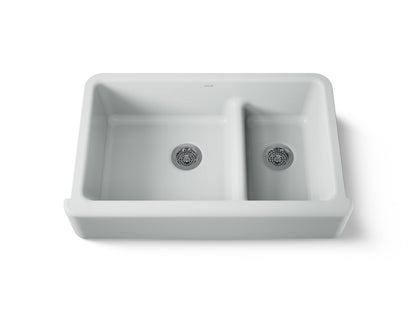 KOHLER K-6427 Whitehaven Smart Divide 35-3/4" undermount double-bowl farmhouse kitchen sink