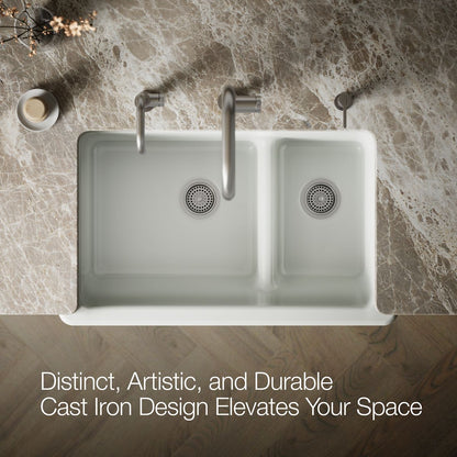KOHLER K-6427 Whitehaven Smart Divide 35-3/4" undermount double-bowl farmhouse kitchen sink