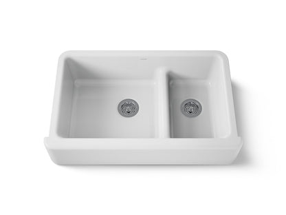 KOHLER K-6427 Whitehaven Smart Divide 35-3/4" undermount double-bowl farmhouse kitchen sink