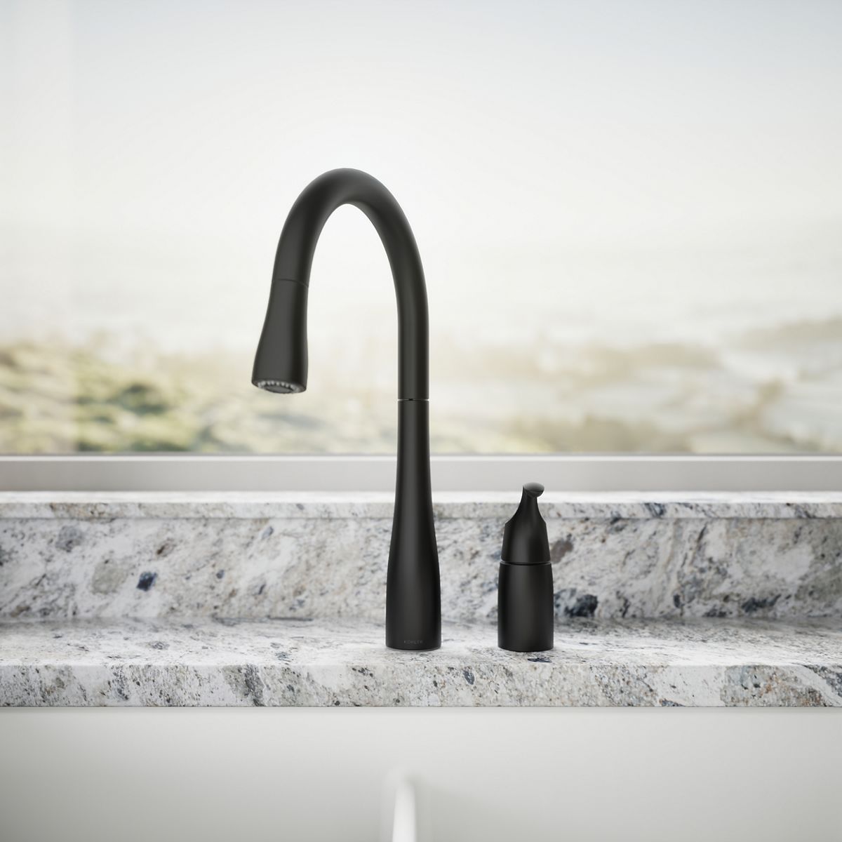 KOHLER K-647 Simplice Pull-down kitchen sink faucet with three-function sprayhead