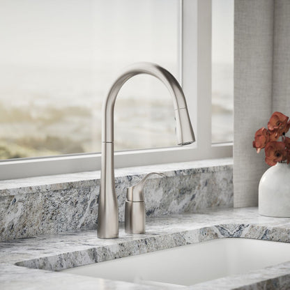 KOHLER K-647 Simplice Pull-down kitchen sink faucet with three-function sprayhead
