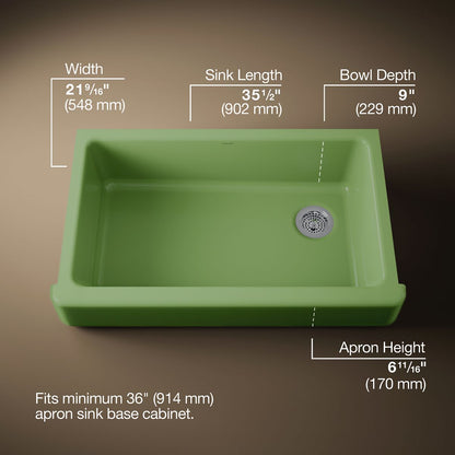 KOHLER K-6488 Whitehaven 35-1/2" undermount single-bowl farmhouse kitchen sink
