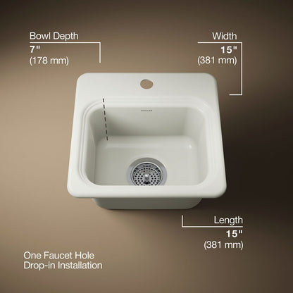 KOHLER Northland™ 15" top-mount single-bowl bar sink