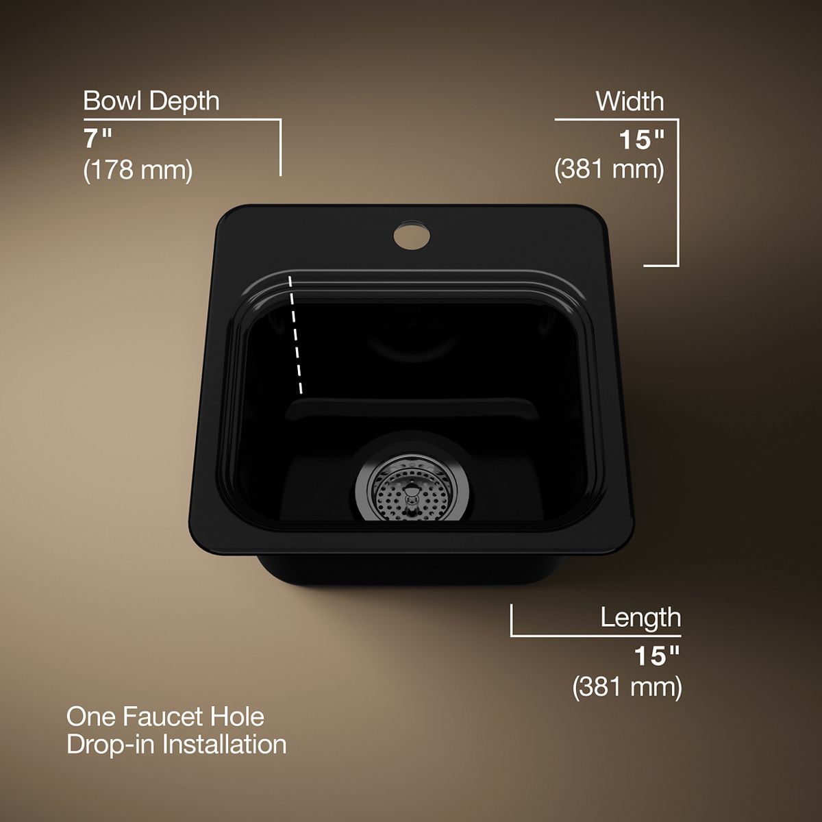 KOHLER Northland™ 15" top-mount single-bowl bar sink