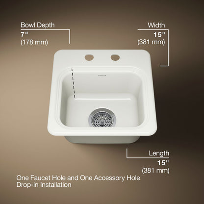 KOHLER Northland™ 15" top-mount single-bowl bar sink