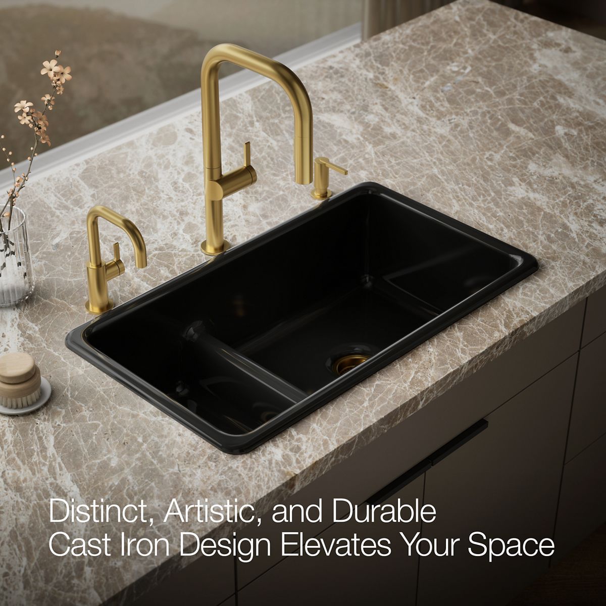 KOHLER K-6625 Iron/Tones Smart Divide 33" top-/undermount double-bowl kitchen sink