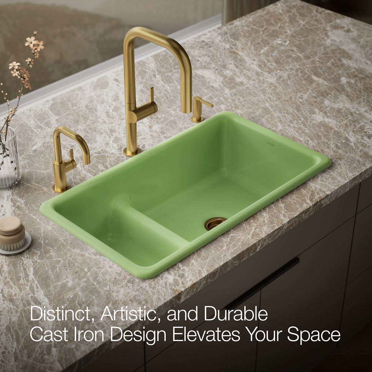 KOHLER K-6625 Iron/Tones Smart Divide 33" top-/undermount double-bowl kitchen sink