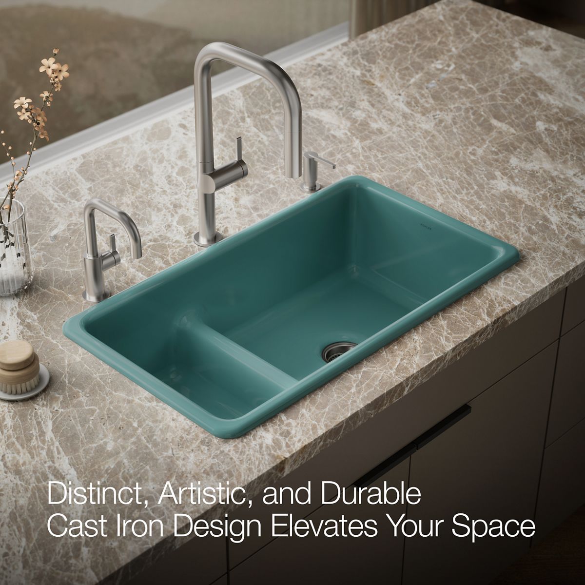 KOHLER K-6625 Iron/Tones Smart Divide 33" top-/undermount double-bowl kitchen sink