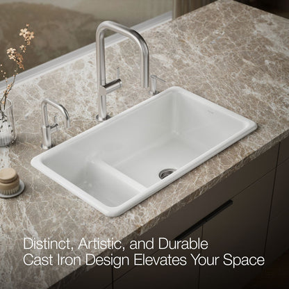 KOHLER K-6625 Iron/Tones Smart Divide 33" top-/undermount double-bowl kitchen sink