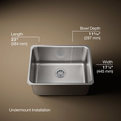 KOHLER K-6661 Undertone 23" undermount single-bowl utility sink