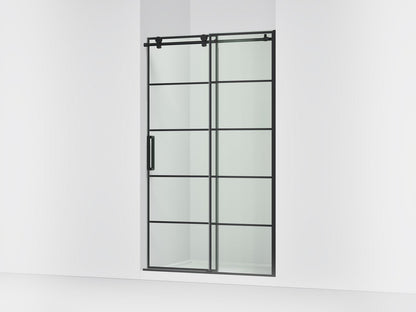 KOHLER K-701695-G79 Composed Sliding shower door, 78" H x 44-1/8 - 47-7/8" W, with 3/8" thick Crystal Clear glass with rectangular grille pattern