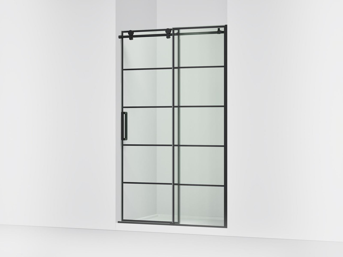 KOHLER K-701695-G79 Composed Sliding shower door, 78" H x 44-1/8 - 47-7/8" W, with 3/8" thick Crystal Clear glass with rectangular grille pattern