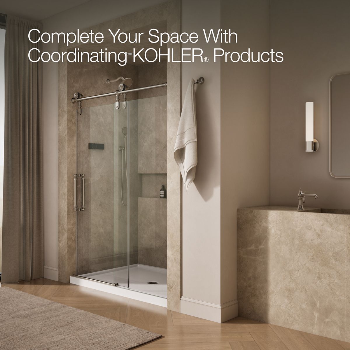 KOHLER K-701725-10L Artifacts 80-7/8" H sliding shower door with 3/8"-thick glass