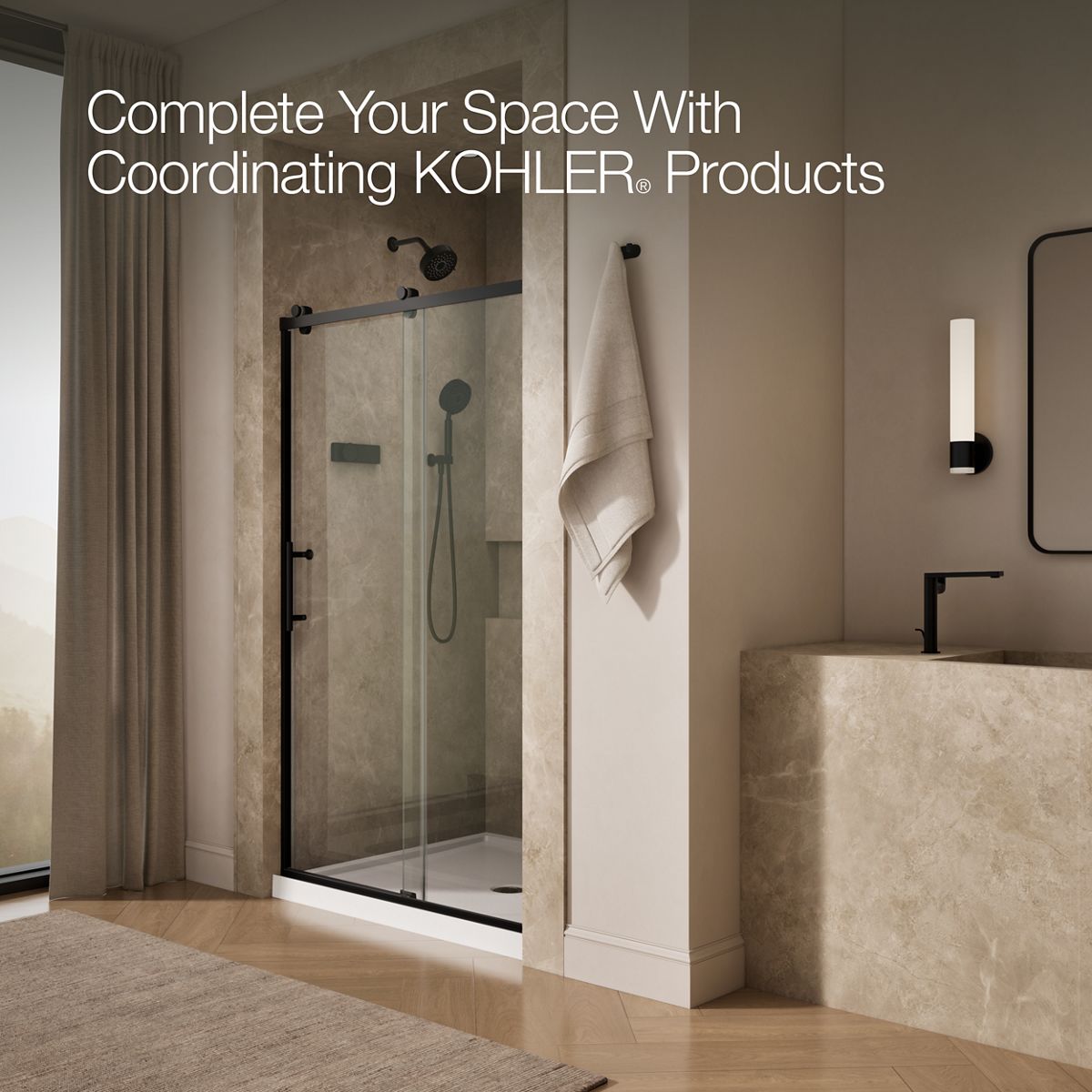 KOHLER K-702254-10L Rely 77" H sliding shower door with 3/8"-thick glass