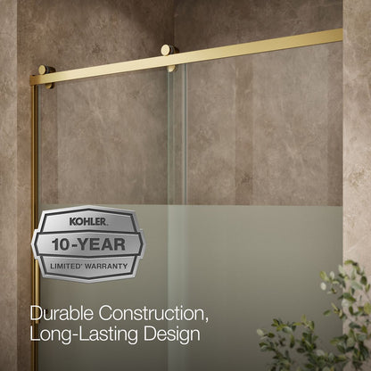 KOHLER K-702256-10G81 Rely 77" H sliding shower door with 3/8"-thick glass, vibrant brushed moderne brass - view 5