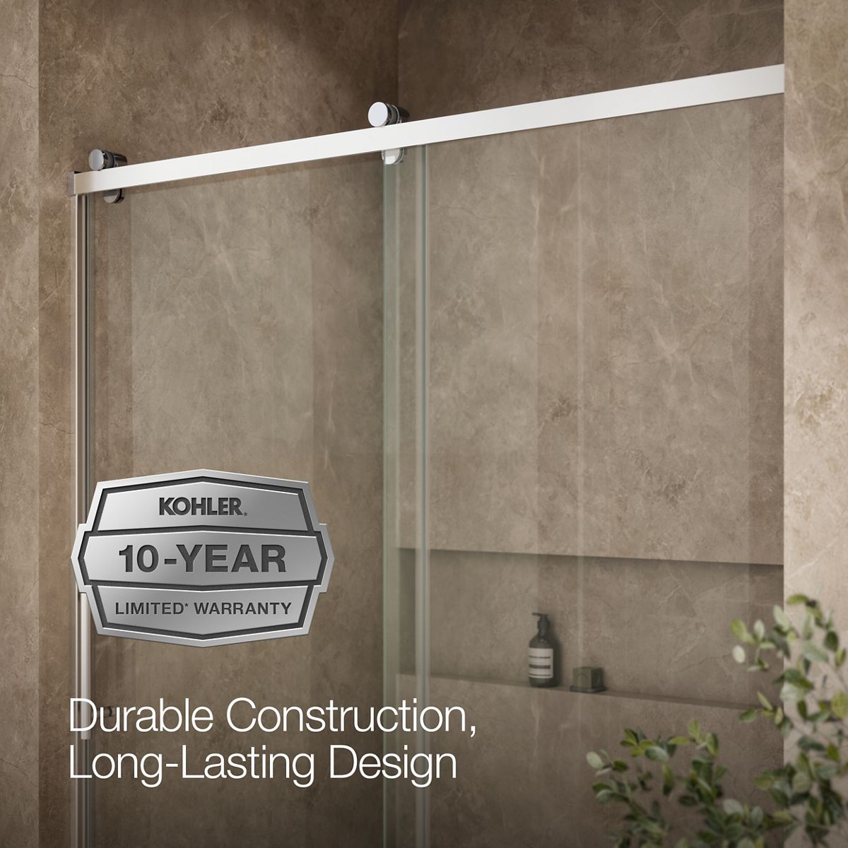 KOHLER K-702256-10L Rely 77" H sliding shower door with 3/8"-thick glass