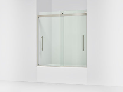 KOHLER K-702419-L Levity Plus Frameless sliding bath door, 61-9/16" H x 56-5/8 - 59-5/8" W, with 5/16"-thick Crystal Clear glass