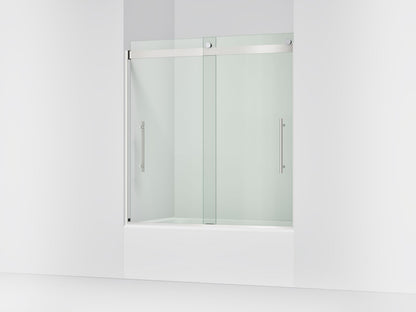 KOHLER K-702419-L Levity Plus Frameless sliding bath door, 61-9/16" H x 56-5/8 - 59-5/8" W, with 5/16"-thick Crystal Clear glass