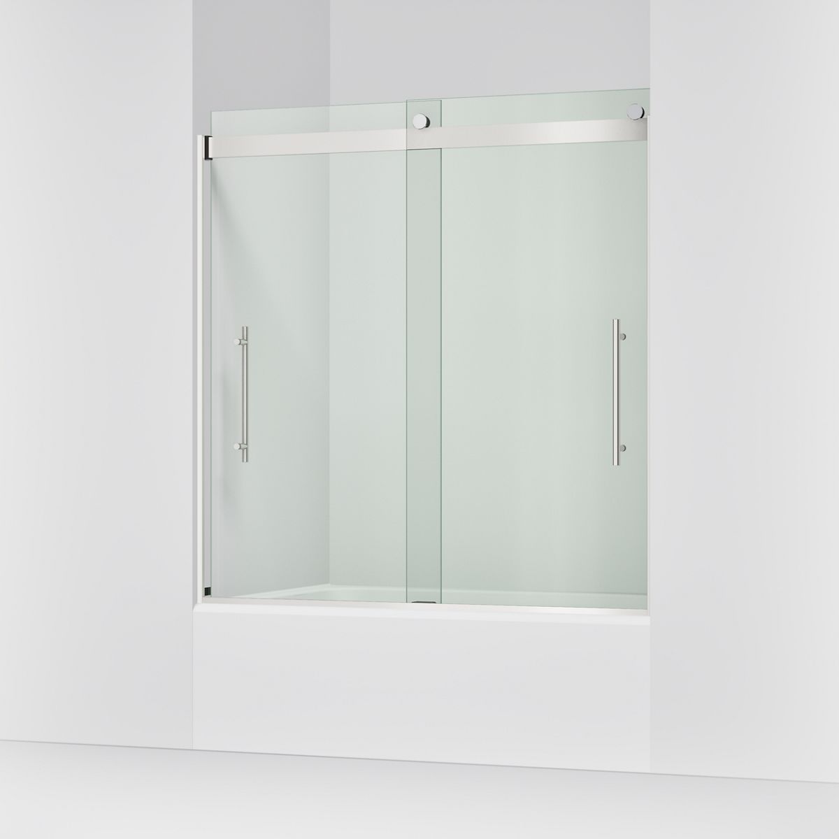 KOHLER K-702419-L Levity Plus Frameless sliding bath door, 61-9/16" H x 56-5/8 - 59-5/8" W, with 5/16"-thick Crystal Clear glass
