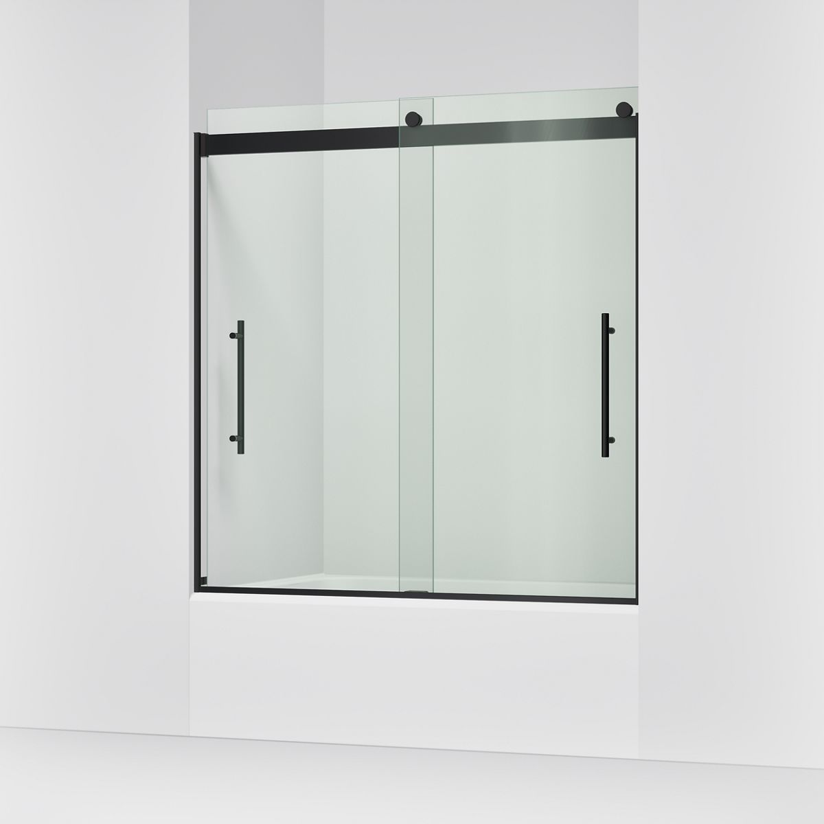 KOHLER K-702419-L Levity Plus Frameless sliding bath door, 61-9/16" H x 56-5/8 - 59-5/8" W, with 5/16"-thick Crystal Clear glass
