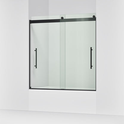 KOHLER K-702419-L Levity Plus Frameless sliding bath door, 61-9/16" H x 56-5/8 - 59-5/8" W, with 5/16"-thick Crystal Clear glass