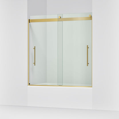 KOHLER K-702419-L Levity Plus Frameless sliding bath door, 61-9/16" H x 56-5/8 - 59-5/8" W, with 5/16"-thick Crystal Clear glass